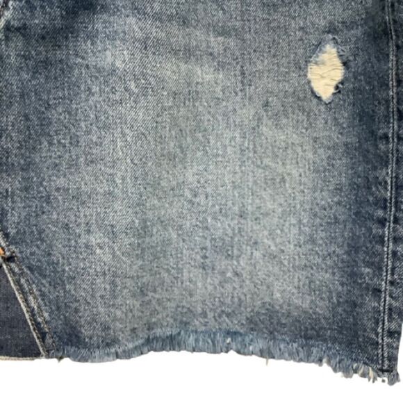 H&M L.O.G.G. DENIM SKIRT WITH BUTTON FLY AND‎ FRINGED HEM SIZE L - Picture 8 of 8